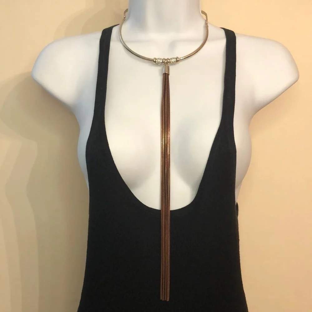 WHBM long tassel collar necklace statement style new.